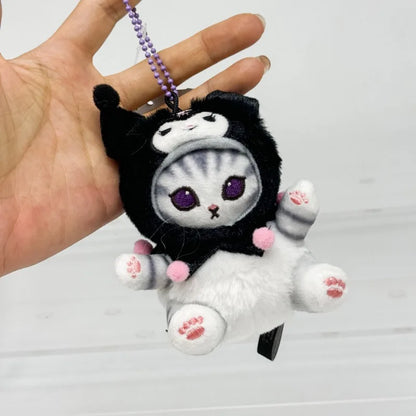 Anime Shark Cat Co Branded Cross-dress Kuromi Hello Kitty Cinnamoroll Plush Toys Collect Decoration Pendant Gift