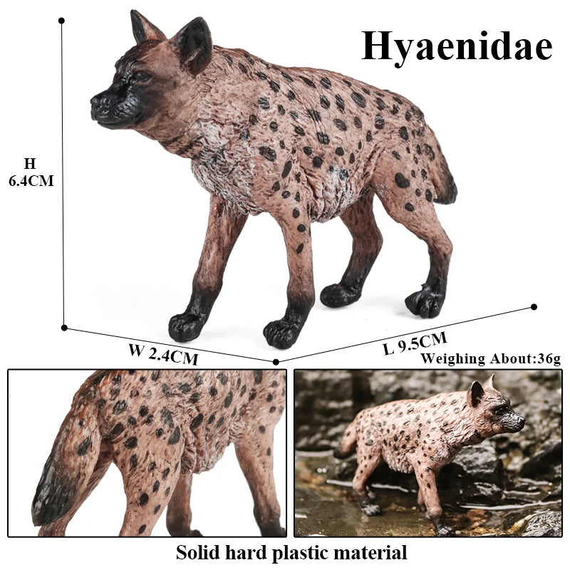 Oenux Classic Wild African Animals Simulation Tiger Hyaenidae Action Figure Figurines PVC Model Education School Kid Toys