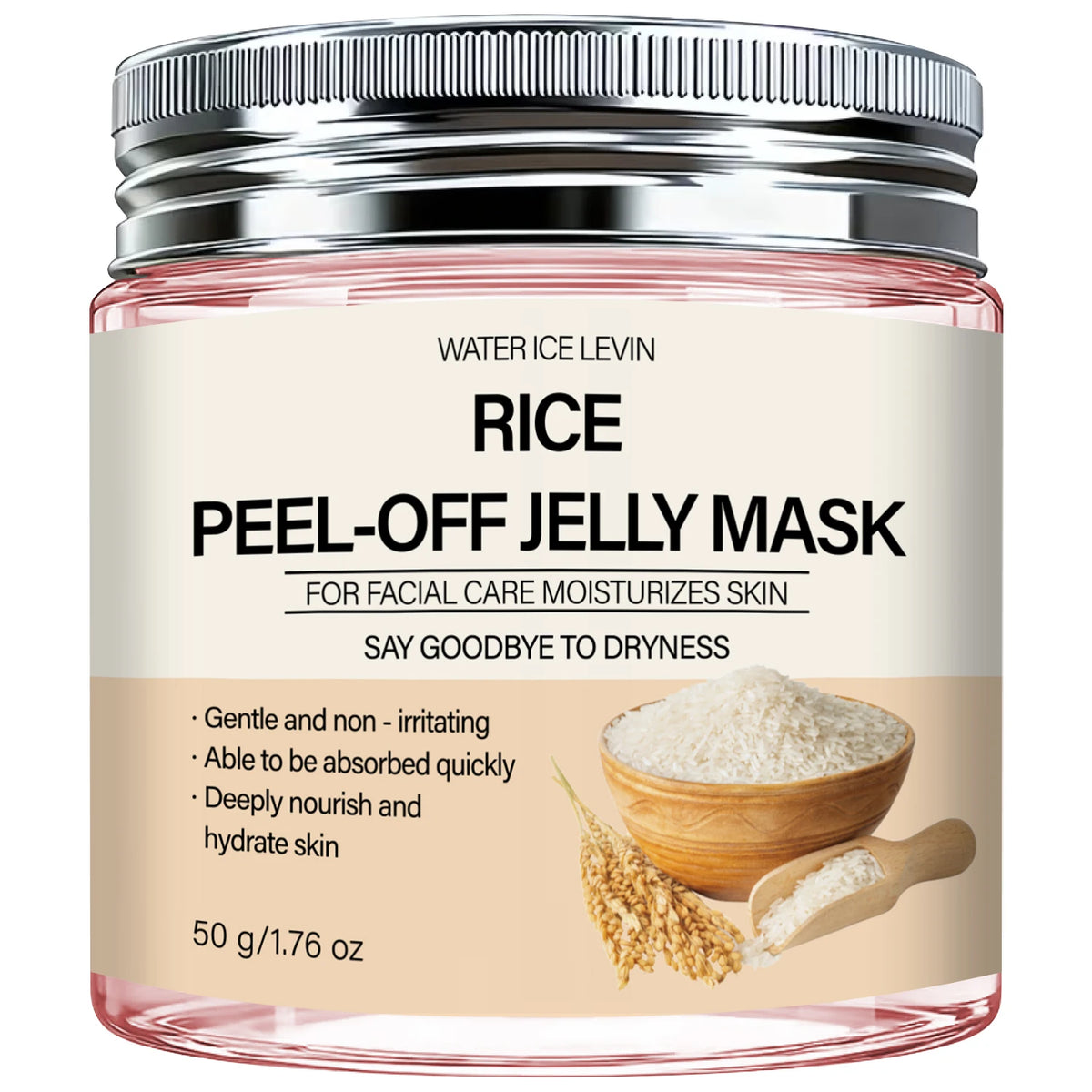 Rice Peel-Off Jelly Mask Deep Hydration Nourishment. Gentle Quick Absorb. Say Goodbye Dryness. Watericelevin 50g.