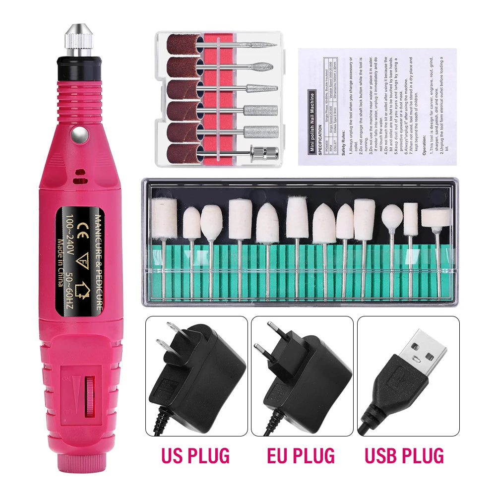 LULAA Portable Professional Electric Nail Drill Machine Manicure Tools Pedicure Drill Set Family Nail File Nail Drill Equipment