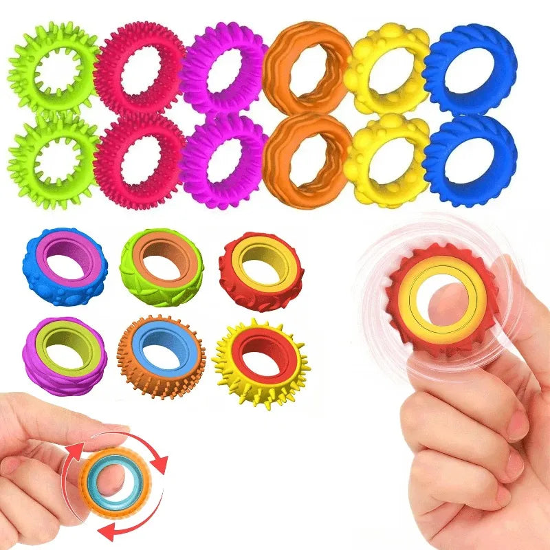 New Silicone Sensory Rotating Fidget Ring Stress Relief Spinning Fidget Toy for Adults Anti Anxiety Autism ADHD Quiet