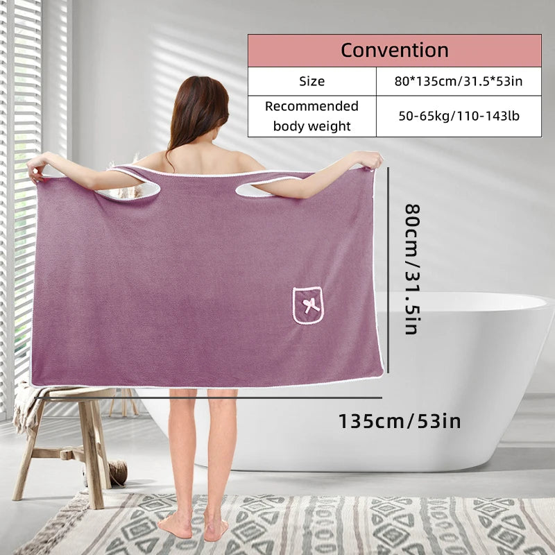Womens Bath Towels Girls Wearable Fast Drying Bathing Beach Spa Bathrobes Wash Clothing, Shower Bath And Gym Towel