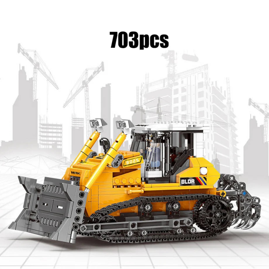 City technical MOC WheelLoader Car Heavy Mining Truck Crane Building Blocks DIY Engineering Excavator Bricks Toy For Children