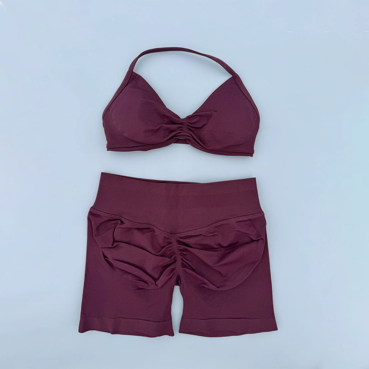 2 Piece Sports Gym Set Strappy Bra Yoga Underwear Short Sport Leggings Bicycle Running Sportswear Woman Seamless Yoga Set
