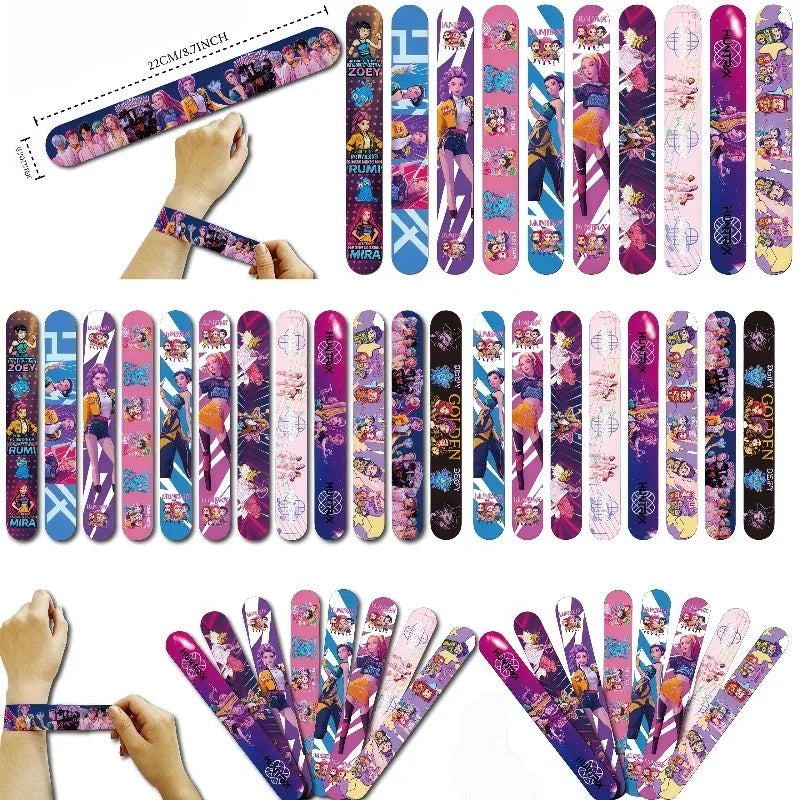 Colorful Anime Girl Slap Bracelets, Fun Snap Wristband Toys for Kids Birthday Party, Classroom Rewards & Holiday Gifts