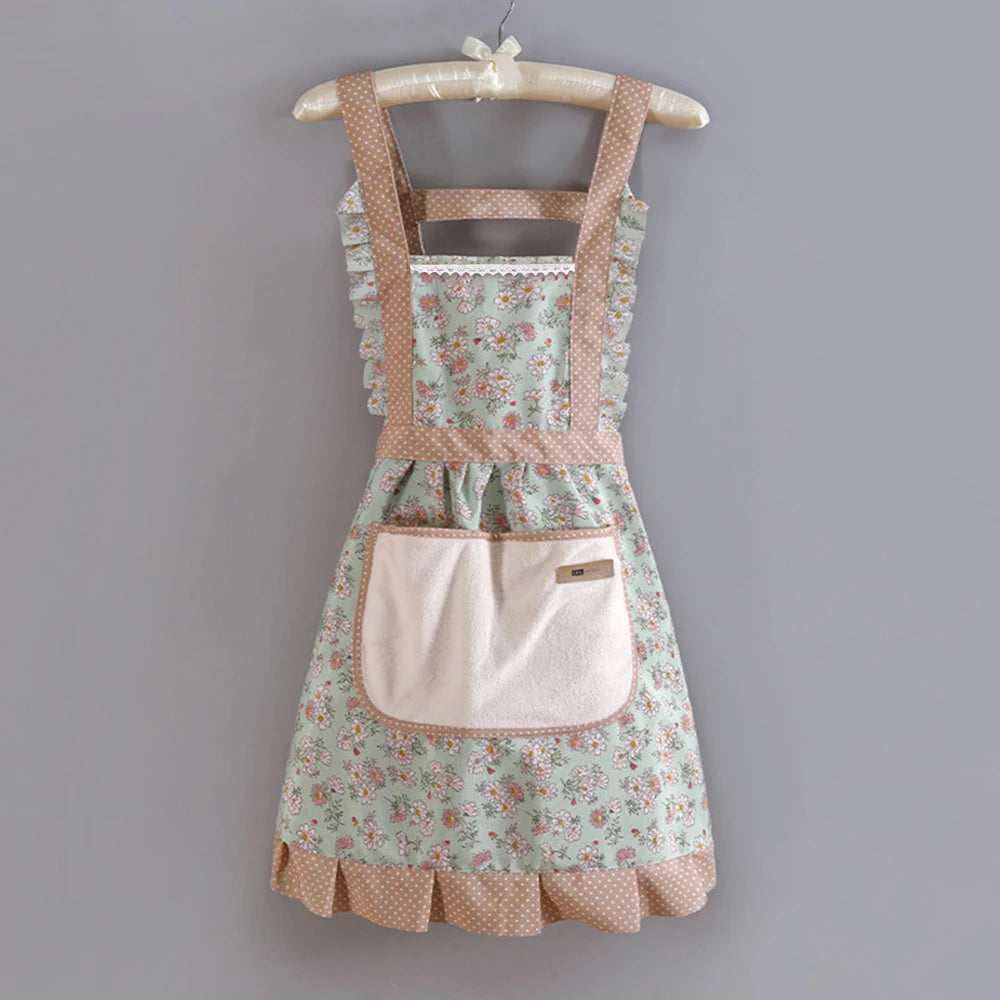 1 Piece For Women's Floral Home Apron With Pocket, Adjustable Apron For Kitchen, Cooking, Baking, Grilling, Chef's Apron
