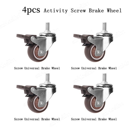 4PCS Furniture Wheels 1~2inch Caster Heavy Universal Mute Wheel 360° Swivel Rubber Roller for Trolley Chair Office Desk Chair