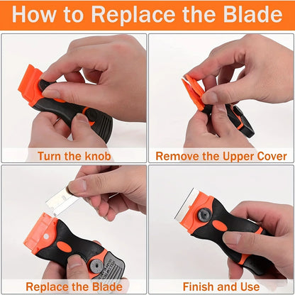 21pcs Razor Blade Scraper Double Edge Razor Scraper Remover Tool with Razor Blades for Labels Stickers Decals Removal Tint Vinyl