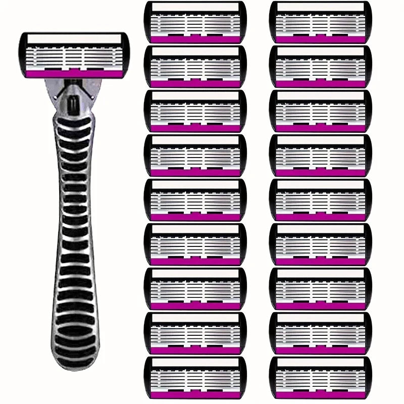 6-Layer Razor Head Manual Shaver, Stainless Steel Classic Double Edge Blade Razor Safety Vintage Shaving Beard Moustache Manual