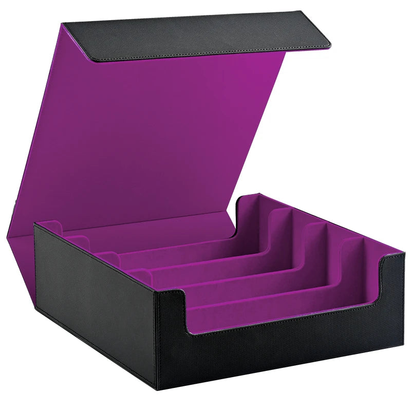 Trading Card Storage Box, Holds 3000+ Cards, Magnetic PU Leather Card box, fits for Magic,TCG Card, sports Cards