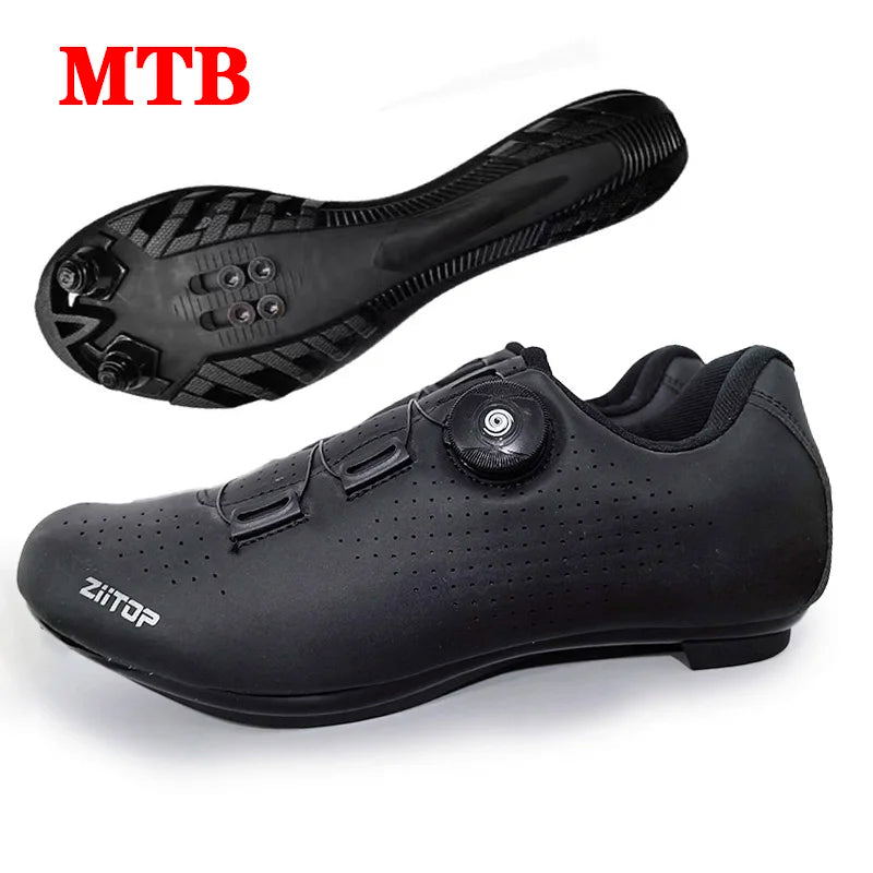New Men Cycling Sports Shoes Outdoor MTB Shoes PU Leather Breathable Lightweight SPD Lock Shoes Women Racing Pedal Bicycle Shoes