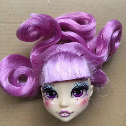 Quality Doll Heads Sparkly Alive Glasses Eyes No Hair Doll Parts White Purple Gold Hair Blue Black Skin Doll Accessories