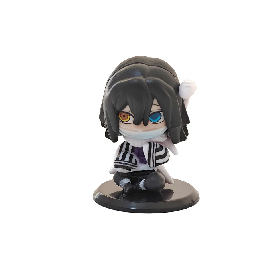 5-15pcs Q Version Demon Slayer Sitting Ghost Doll Tanjiro Nidouzi Inosuke Zenizu  Toy  Figural PVC Model Gift