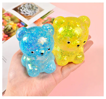 Fidget Bear Toy Squishys Glitter Gummy Bear Needoh Small Cute Animal Anti Stress Fidget Splat Decompressions Vent Squeeze Toy