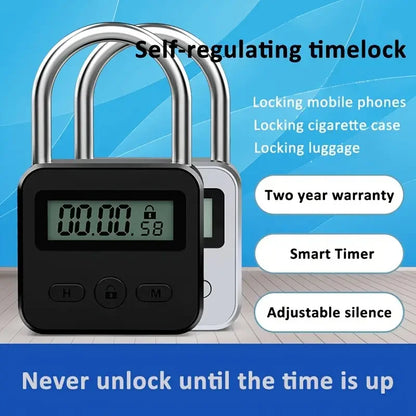 Timer Padlock LCD HD Display Add Backlight Zinc Alloy 99 Hours Max Timing Super Long Standby Anti-addiction Electronic Lock