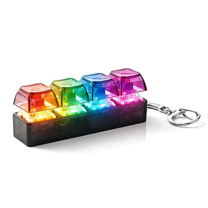 LED Keyboard Fidgets Light Up Transparent Keyboard Caps Finger Clicker Fidget Stress Relief Toy for Adult ADHD Keyboard Keychain