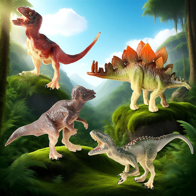 Oenux 12PCS Jurassic Dinosaur Set Velociraptor Stegosaurus Spinosaurus T-Rex Model Action Figures PVC Collection Kids Toy Gift