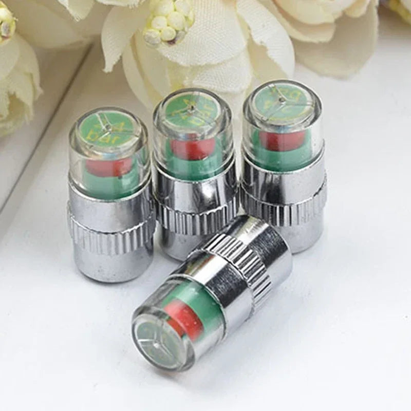 NEW 4pcs Car Tire Pressure Indicator Gauge Alert Monitoring Valve Cap Sensor External Detection