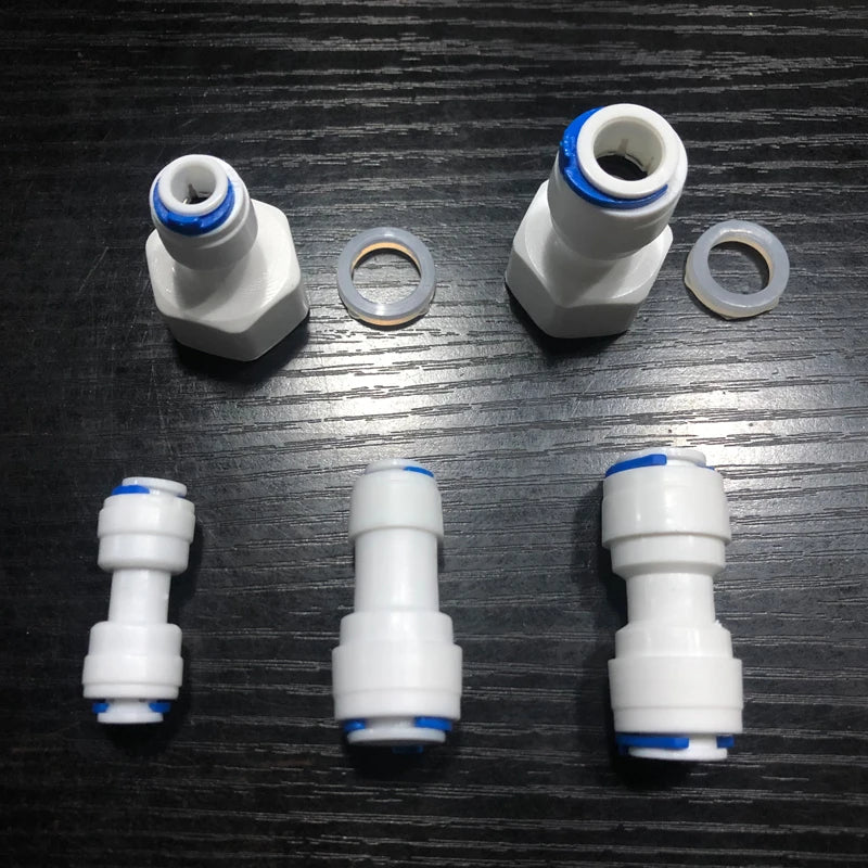 Reverse Osmosis Quick Coupling 1/4" 3/8" OD Hose Connection Tee Y Connector 2 Way Straight RO Water Plastic Pipe Fitting
