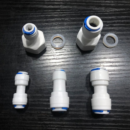 Reverse Osmosis Quick Coupling 1/4" 3/8" OD Hose Connection Tee Y Connector 2 Way Straight RO Water Plastic Pipe Fitting