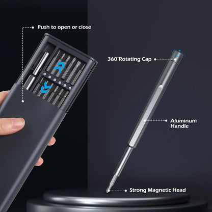Precision Screwdriver Set 25 in 1 Phillips Torx Hexagonal Flat Head Magnetic Screwdriver Head for iPhone PC Watch Camera Glasses