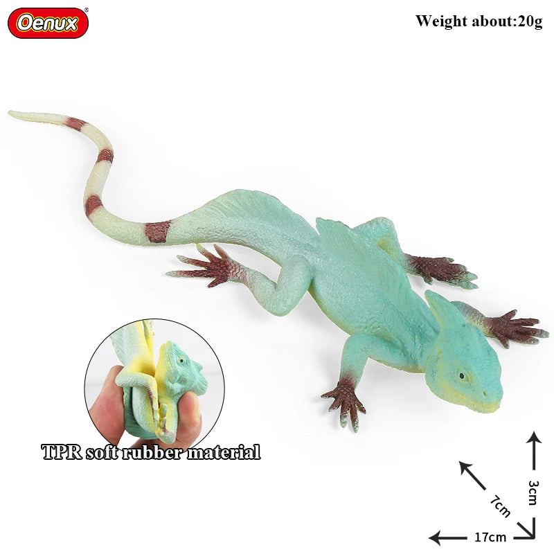 Oenux Soft Wild Insect Animal Model Caterpillar Lizard Snake Chameleon Gekko Action Figures TPR Halloween Trick Toy Kid Gift