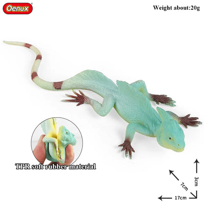 Oenux Soft Wild Insect Animal Model Caterpillar Lizard Snake Chameleon Gekko Action Figures TPR Halloween Trick Toy Kid Gift