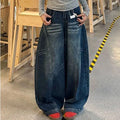 High-Waist Washed Baggy Cargo Jeans