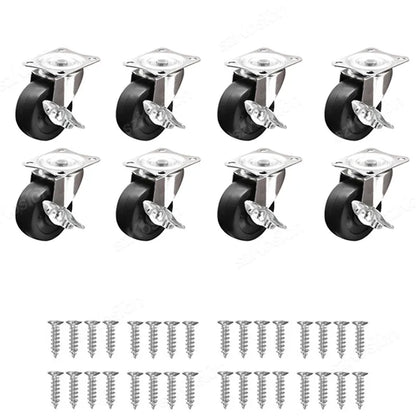 8/4/2Pcs 1/1.25/1.5/2inch PVC Furniture Caster Wear Resistant Mute Universal Heavy Trolley Wheels 360 Degrees Swivel Castor