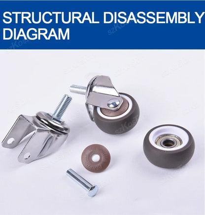 4pcs Furniture Casters Wheels Soft Rubber Swivel Caster Quite Roller Wheels for Trolley Baby Crib Bed Wheels Household Accessory