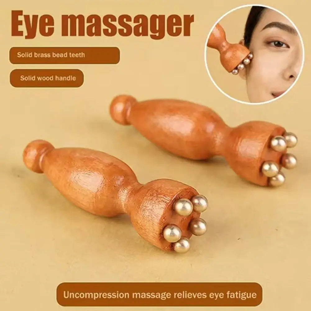 Facial Massager, Lotus Seedpod Beauty Brass Bead & Rosewood Facial Gua Sha Tool Eye Relaxation Meridians Point Acupoint Massage
