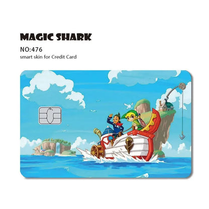 Magic Shark Cartoon Rabbit Warrior Flower Anime Chocolate PVC Sticker Film Skin Cover for Debit Credit Card