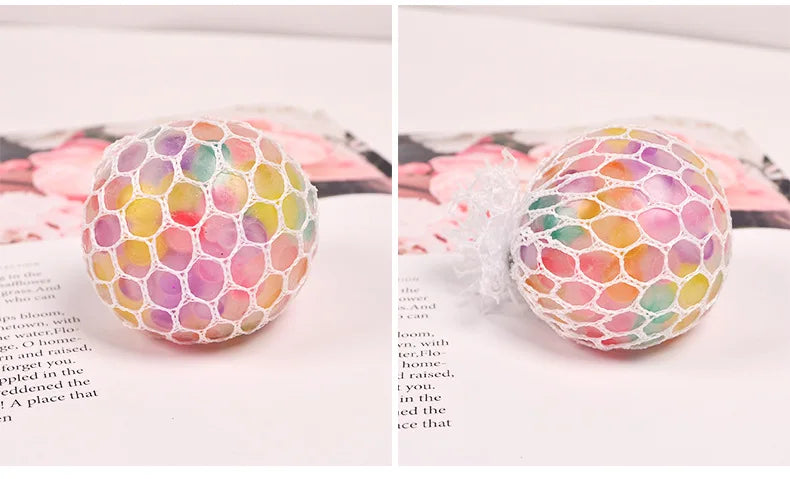 The Rainbow Bead Pressure Reducing Ball Squishy Fidget Toys Funny Stress Reliever Reduce Pressure Prop for Childrens and Adults