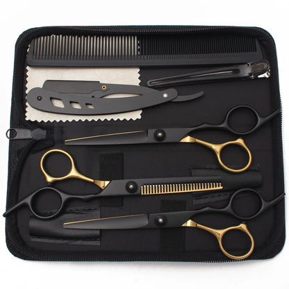 Hairdressing Scissors Black-Gold Hair Scissors Professional 6" JP Stainless Thinning Shears Haircut Scissors Barber Shop C1001