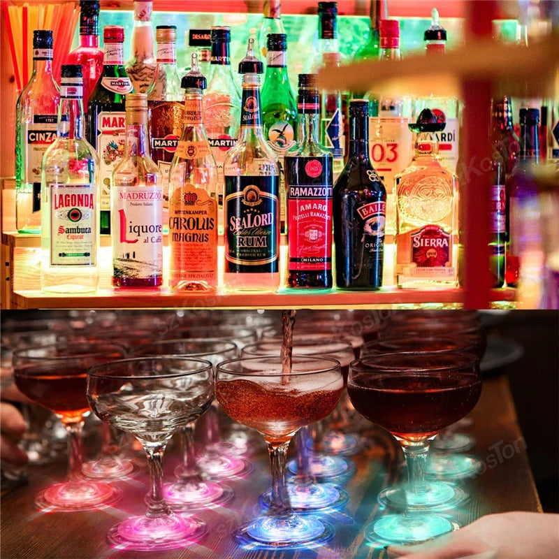 1-200PCS LED Bottles Coaster Lamps Luminous Cup Stickers Lights for Bar KTV Wedding Party Cocktail Drink Cups Vase Decoration