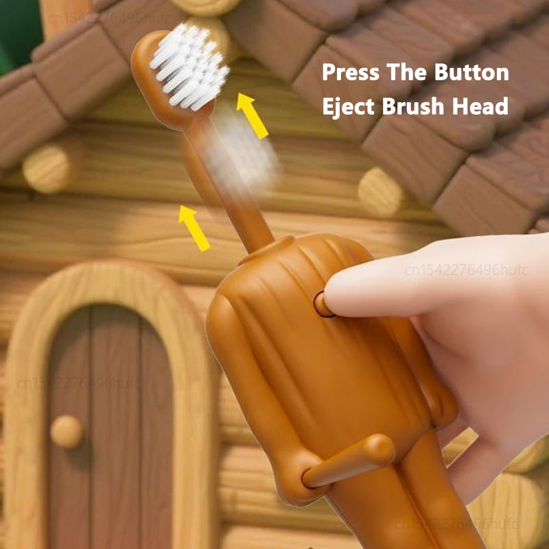 Brainrot Tung Sahur Kids Toothbrush Cartoon Funny Tun Tung Sahur Figures Teeth Brush Protable Travel Toothbrush for Children