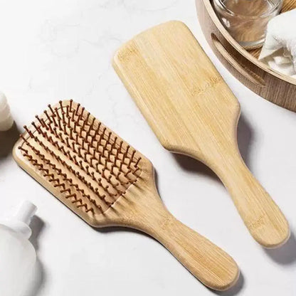 Bamboo Hair Brush,Natural Wooden Bamboo Comb Paddle Detangling Hair Brush Wide-tooth And Tail Comb For Thick/Thin/Curly/Dry Hair