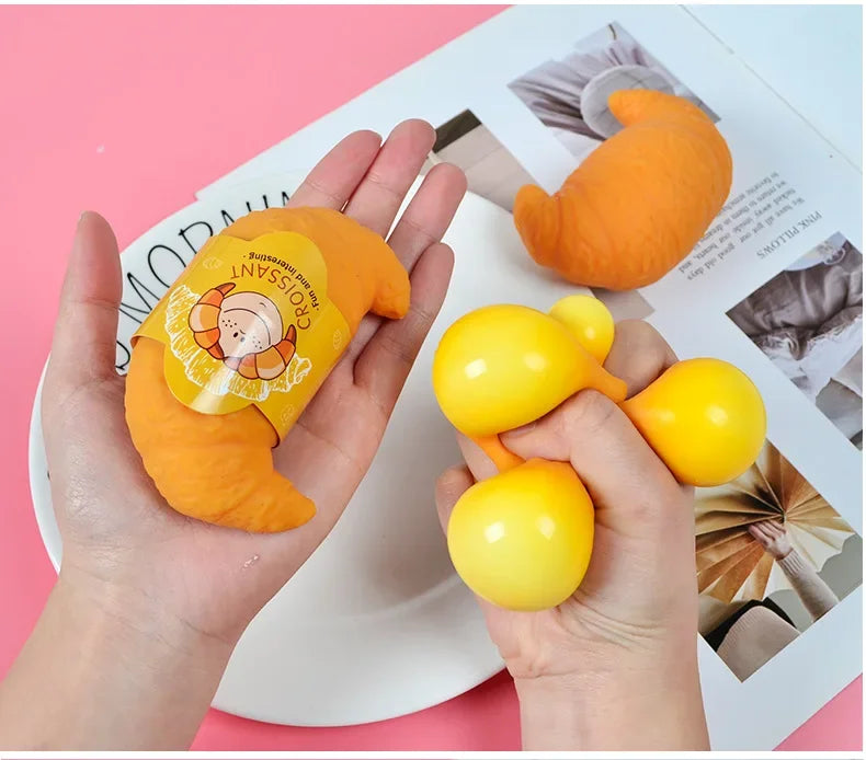 Fun Realistic Croissant Toy Pinch Squeeze Relief Squishy Stress Cute Lazy Stress Ball Funny Stress Relief Fidget Toy