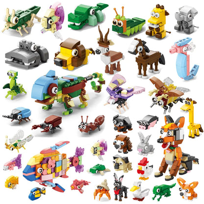 Insect World Animals Scorpion Mantis Ants Spider Birds Marine Animal Building Blocks Toys Desktop Ornaments Bricks Kids Gift