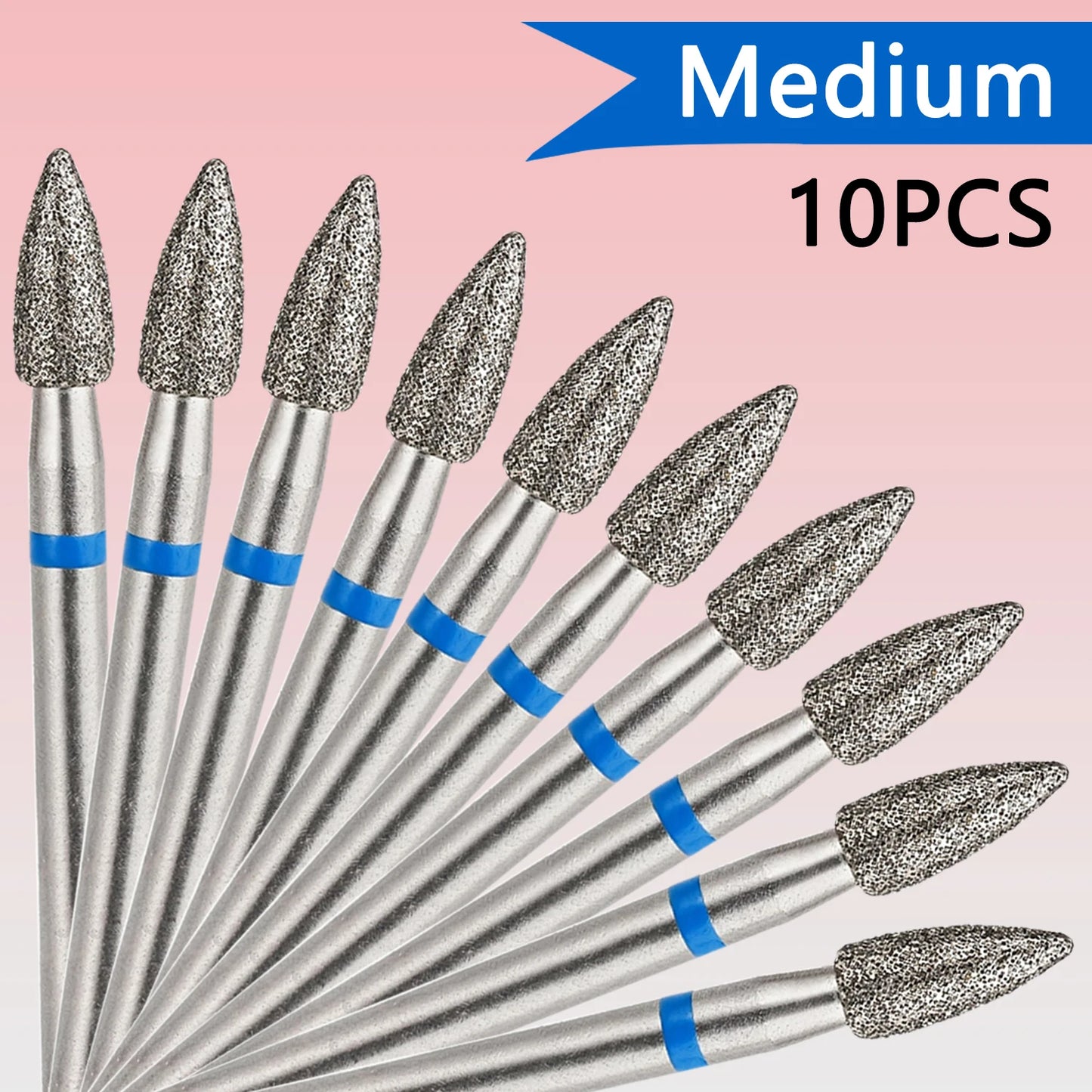 10pcs/set 3mm Cone Diamond Cuticle Bit Manicure Drills Nails Accessories Tools