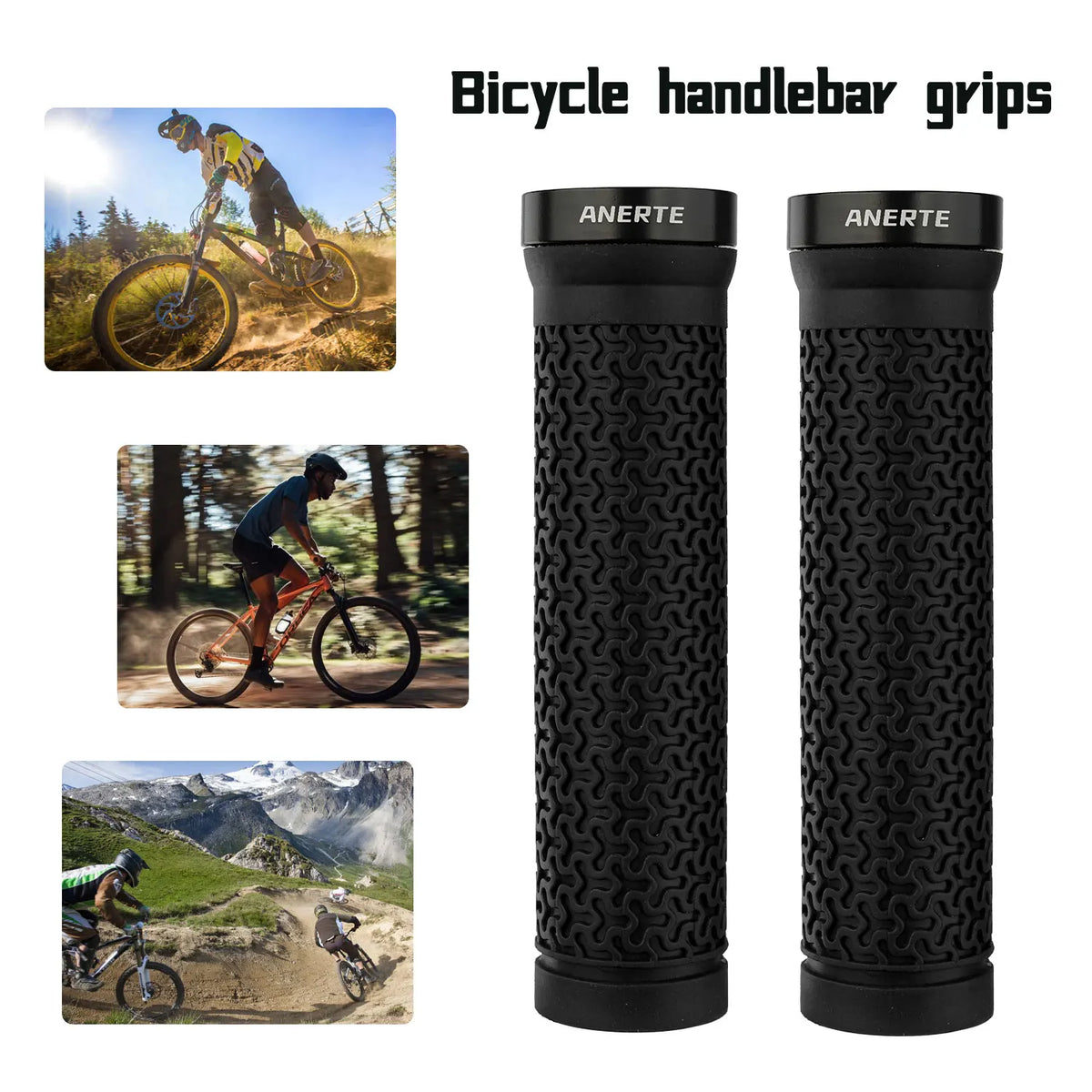 ANERTE Rubber Bicycle Grips 22mm Purple Brown Orange Black Ergonomic MTB Handlebar Grips for Dirt Pit BMX Mountain Bike Grips