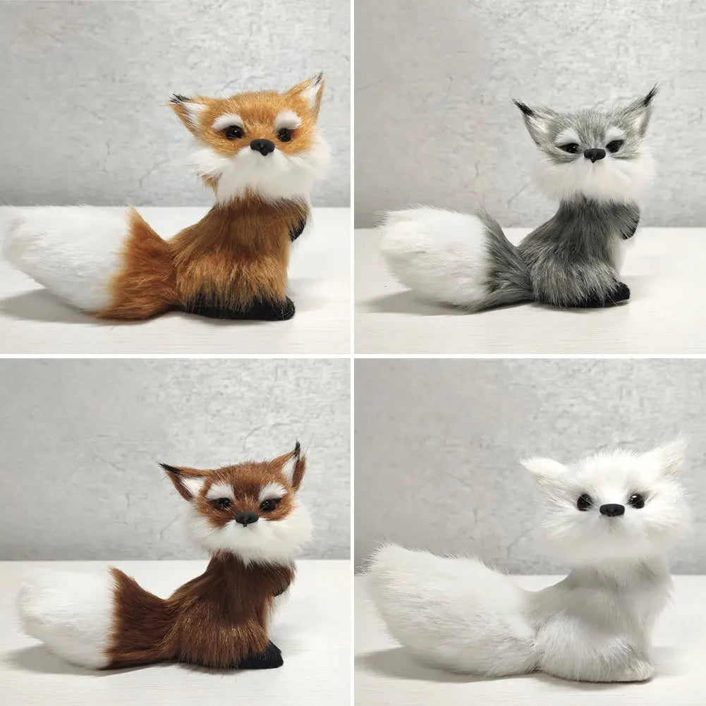 Mini Cat Rabbit Fox Owl Simulation Fur Model Plush Cats Action Figures Decor Gifts Imitation Animal Doll Home Decor Ornaments