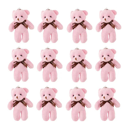 6/12pcs Mini Bear Plush Keychain Colorful Bear Stuffed Toy School Bag Pendant Teddy Doll Graduation Party Supplies Wedding Gift