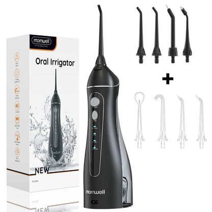 Water Floss Portable Cordless F18 Water Flosser 3 Cleaning Modes Waterproof Rechargeable Water Cleaner 4 Nozzles Clean Gums
