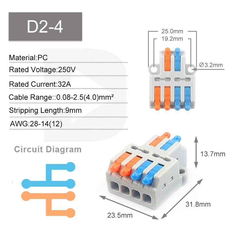 5PCS Fast Wire Connector Push-in Electrical Terminal Block Universal Splicing Wiring Cable Connectors For Cable Connection SPL ﻿