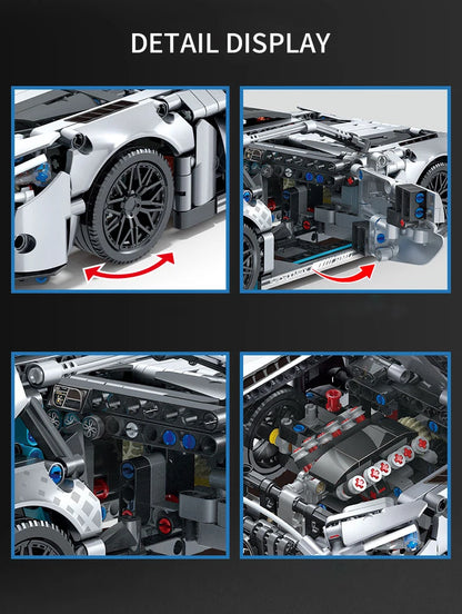 1310 PCS Racing Car Building Blocks Set, 1:14 Scale Sports Vehicle Model Kit for Adults, Toys for Boys Birthday Gifts