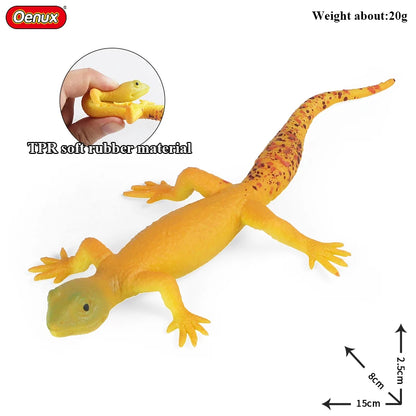 Oenux Soft Wild Insect Animal Model Caterpillar Lizard Snake Chameleon Gekko Action Figures TPR Halloween Trick Toy Kid Gift