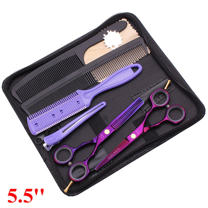 5.5'' Professional Hairdressing Hair Scissors 440C Cutting Shears Thinning Razor Comb Set Salon Barber Home Dropshipping A1104