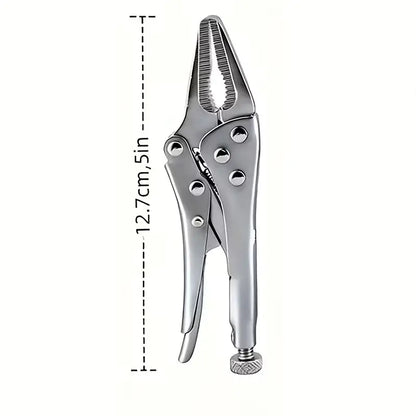 5-Inch Heavy-Duty Mini Sharp-Nose Pliers - Adjustable Height, Non-Slip Grip, Compact & Sturdy Metal Clamping Tool