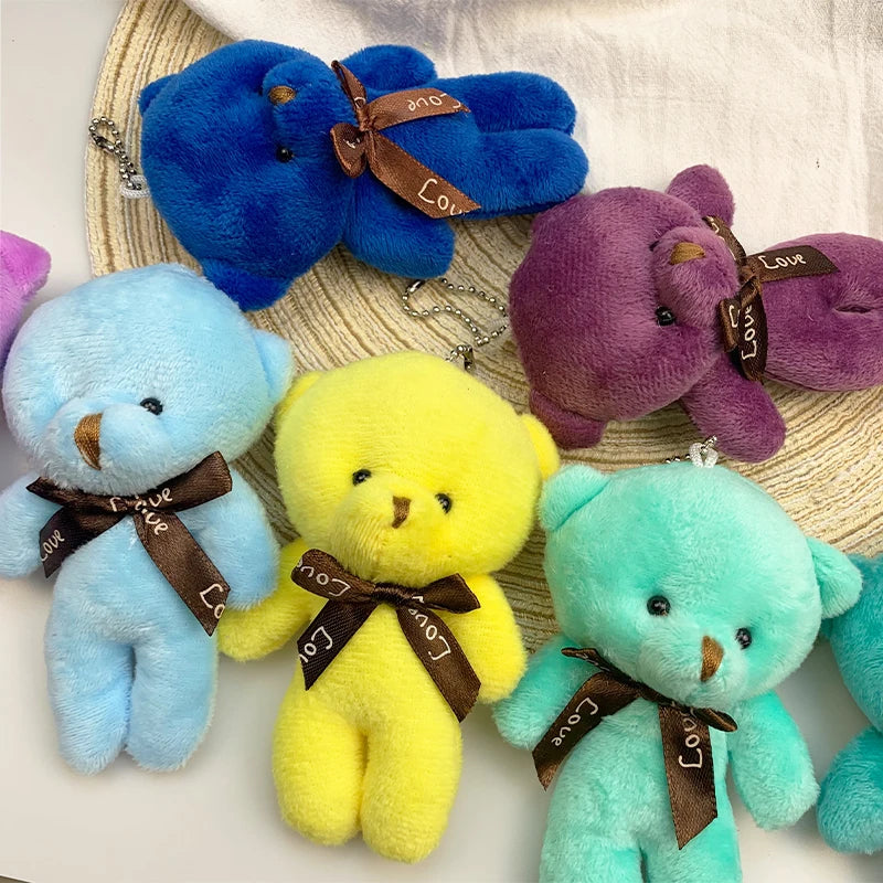 30pcs New 21Color Mini Bear Plush Doll Keychain 12cm Cute Colorful Bear Animal Stuffed Toys For Girl Bag Pendant Children Gifts